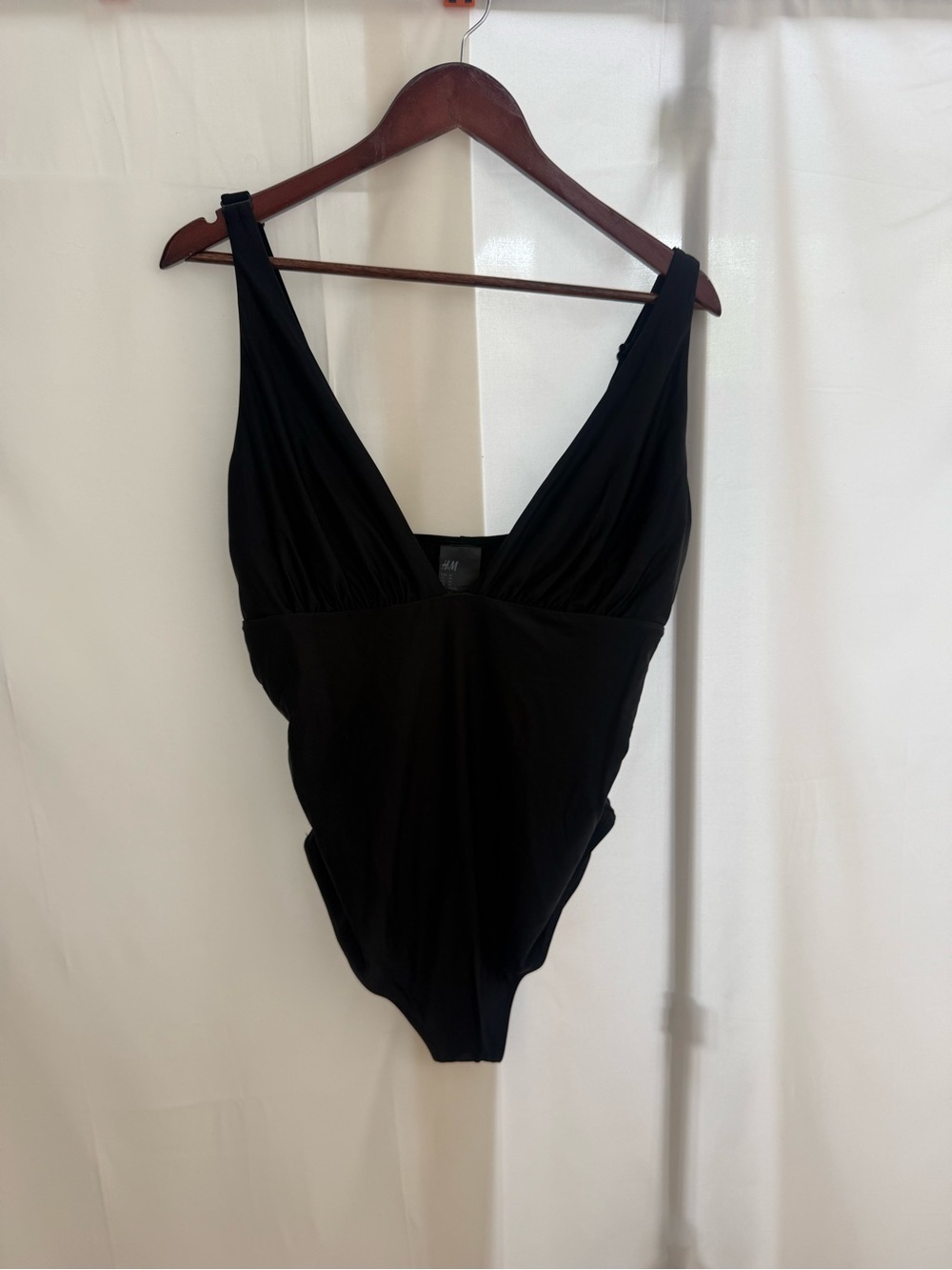 Black V-Neck One-Piece Swimsuit